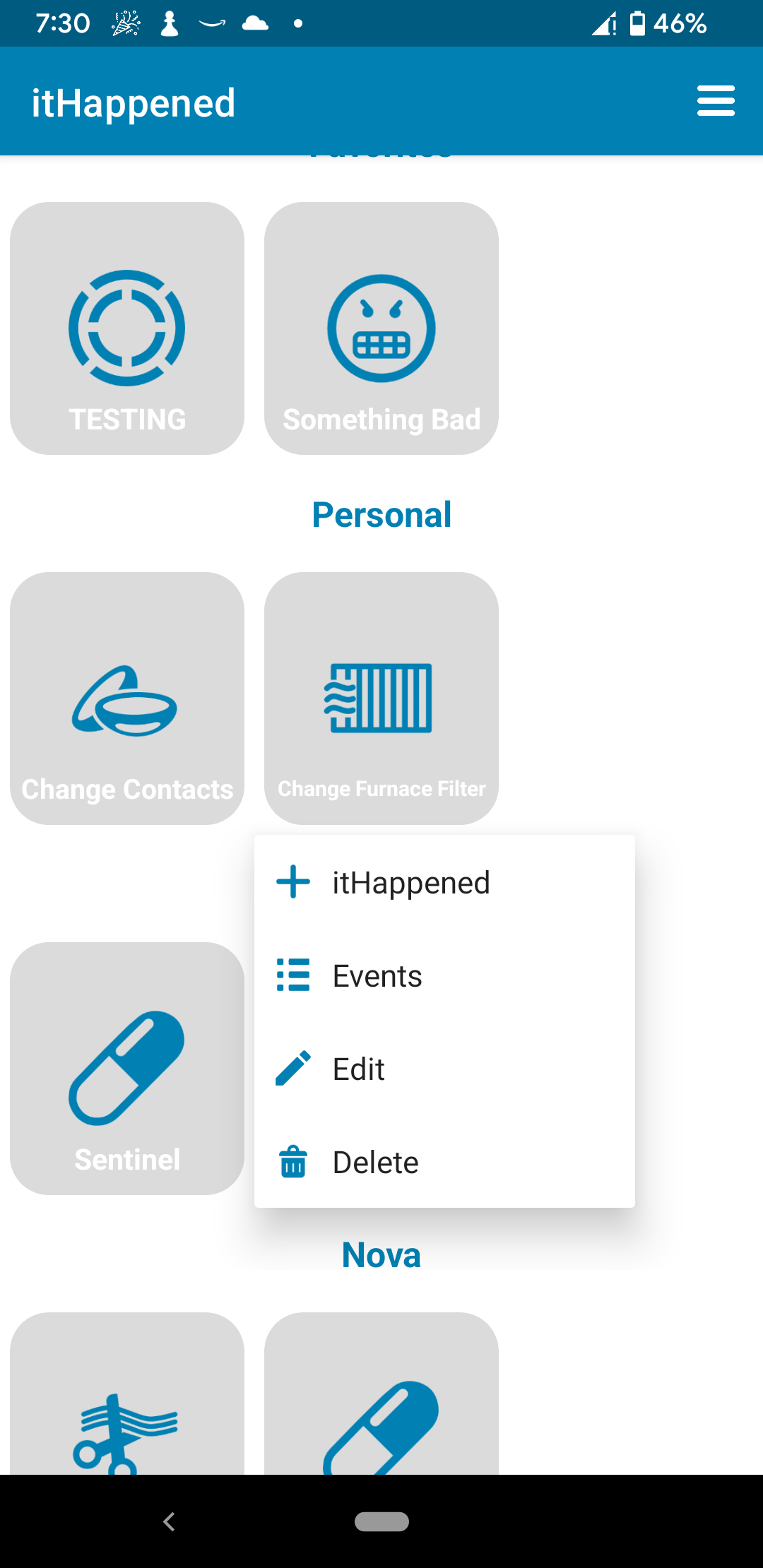 Main List Menu