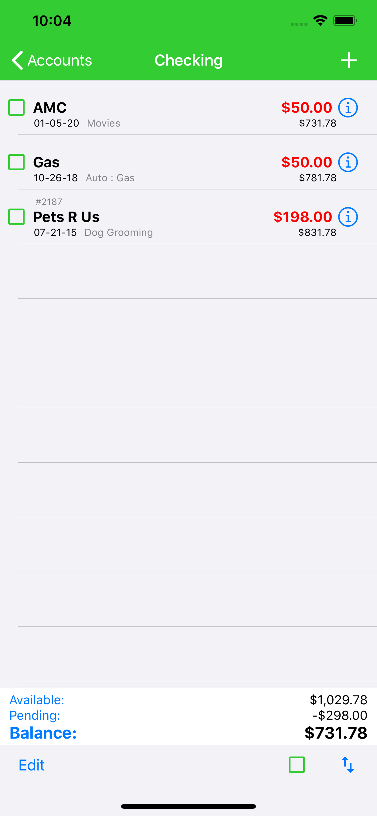 Transaction List