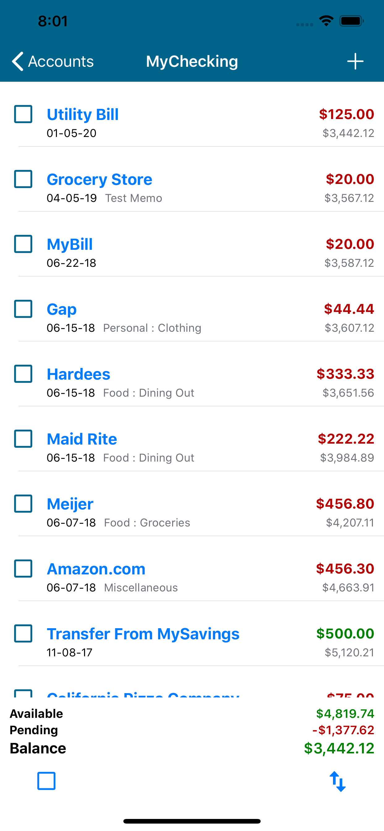 Transaction List